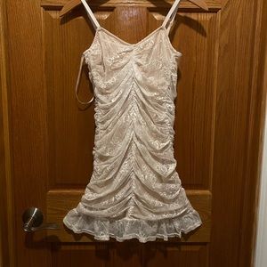 Lace Peach/White Hoco Dress